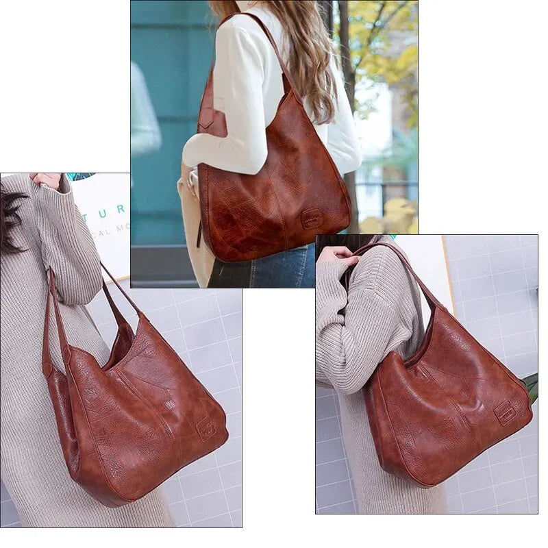 Sac à main en cuir vintage femme 3 images