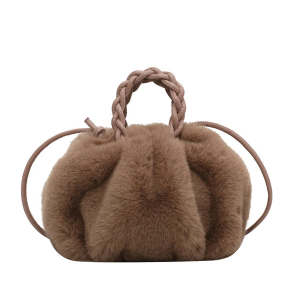 Sac à main en fausse fourrure marron clair