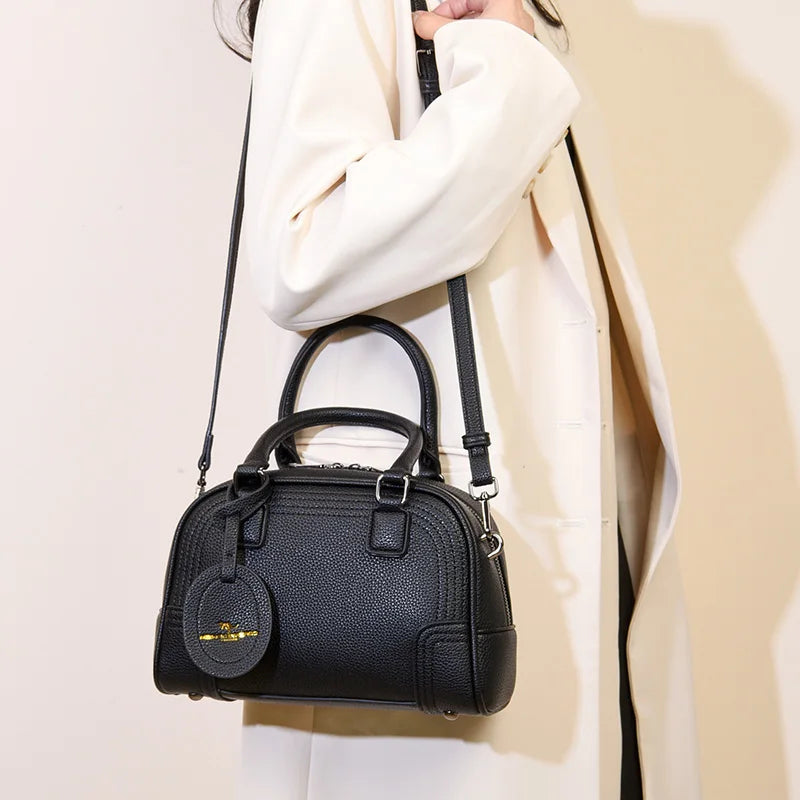 Sac à main poignées et bandoulière noir femme