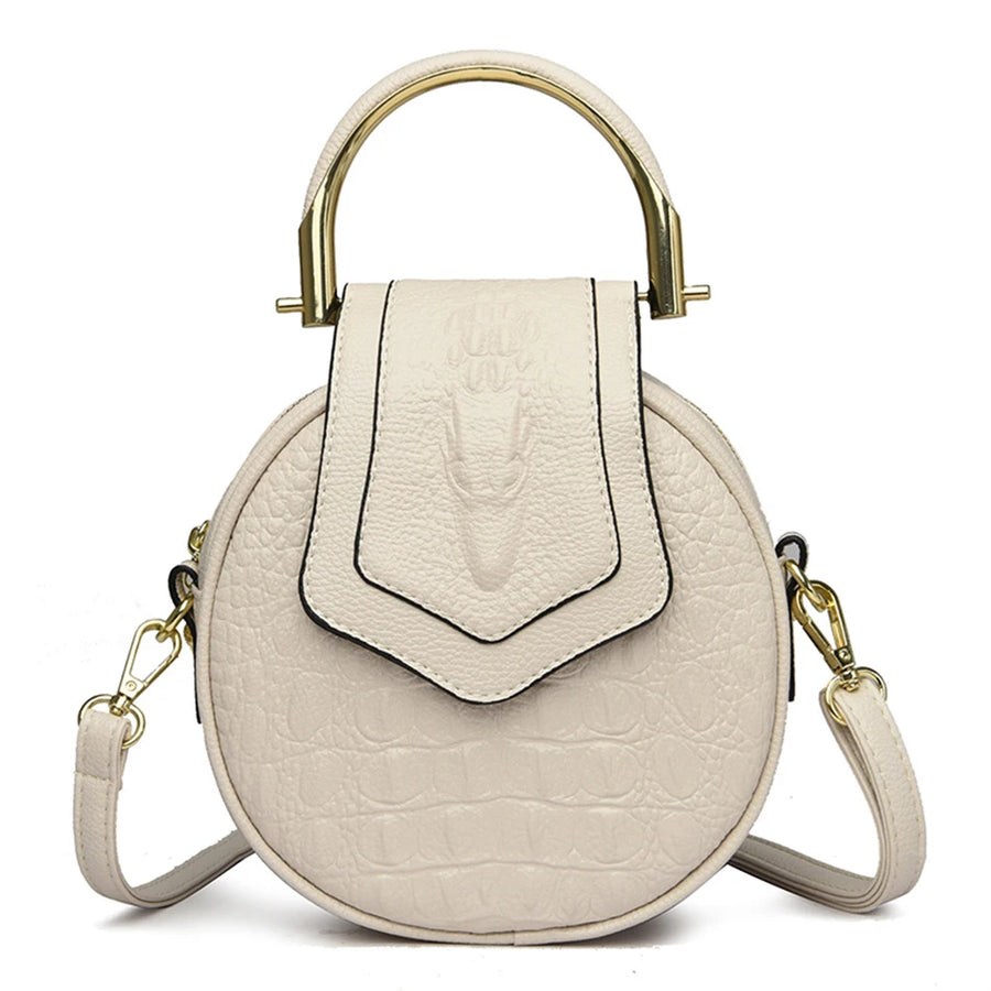 Sac à main rond beige