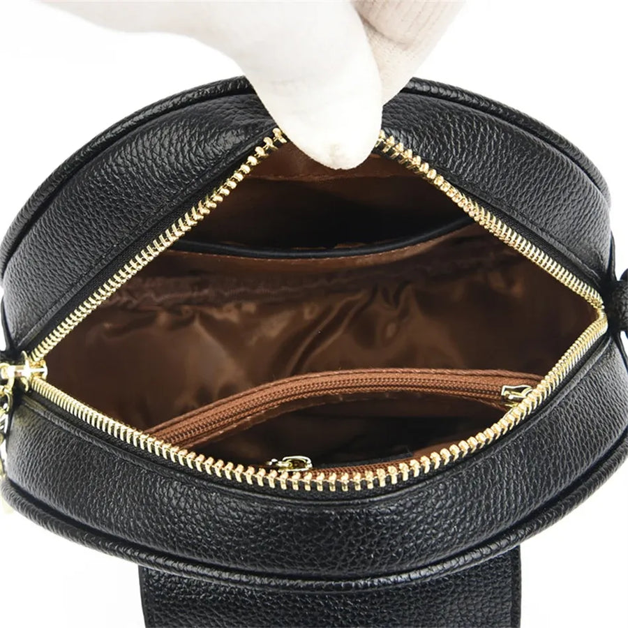 Sac à main rond noir intérieur