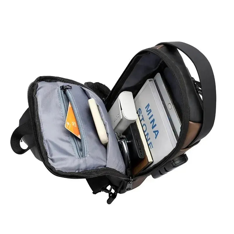 Sac bandoulière antivol noir intérieur