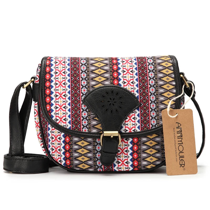 Sac bandoulière bohème chic noir