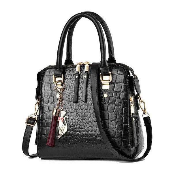 Sac bandoulière croco fantaisie femme noir