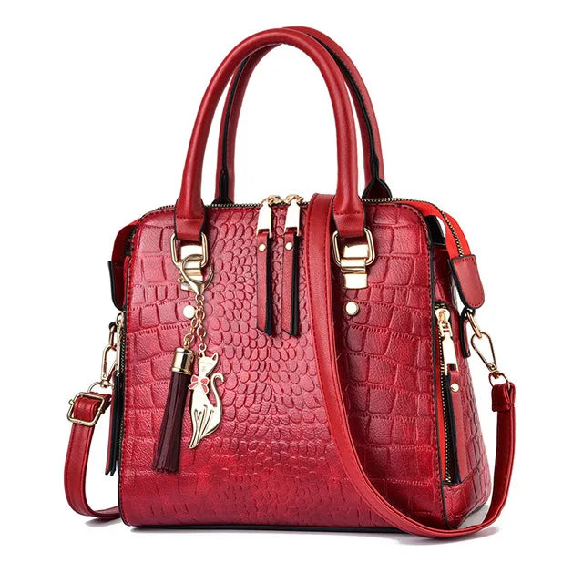 Sac bandoulière croco fantaisie femme rouge