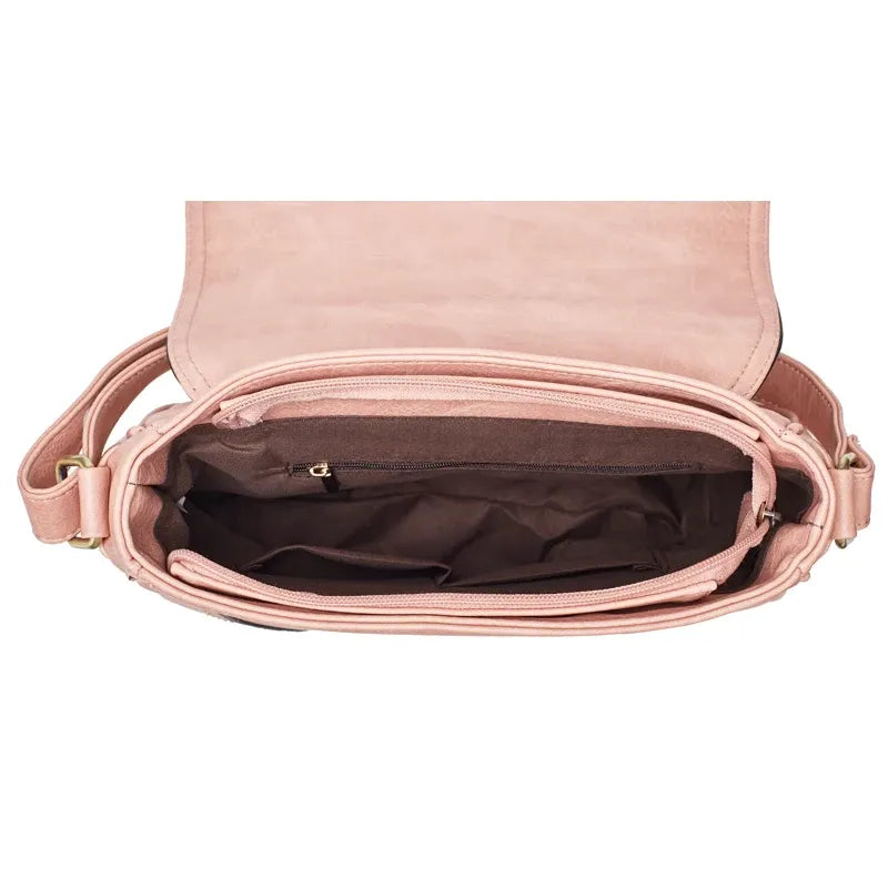 Sac bandoulière cuir vintage femme intérieur