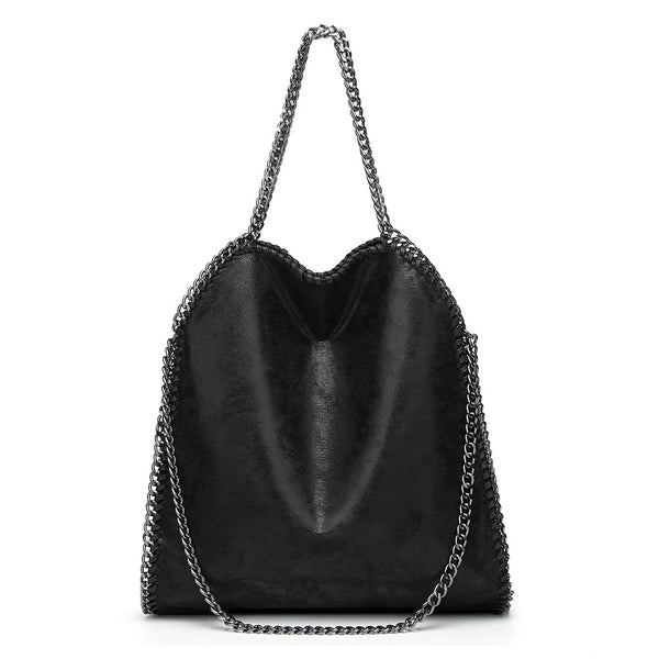 Sac bandoulière en cuir à chaine noir