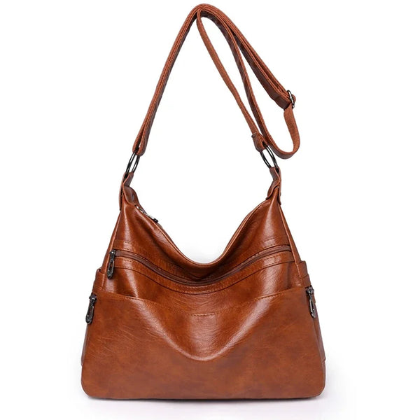 Sac bandoulière en cuir pour femme marron