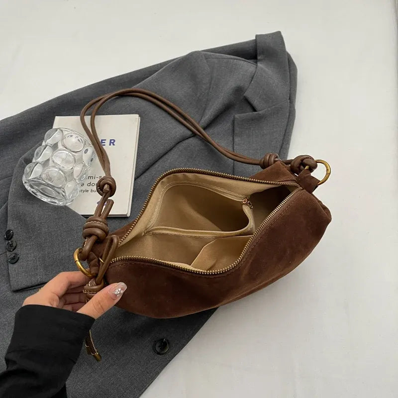 Sac bandoulière en daim femme intérieur