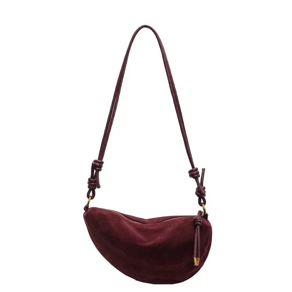 Sac bandoulière en daim femme rouge