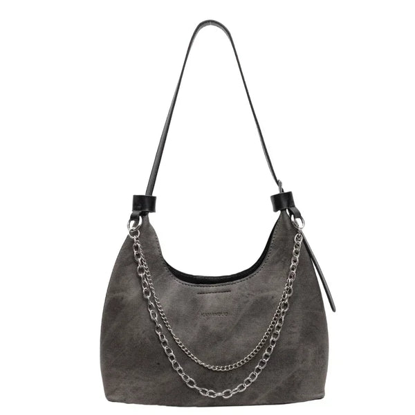Sac bandoulière femme chaine gris