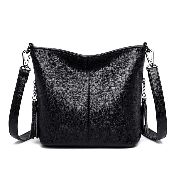 Sac bandoulière femme en cuir noir