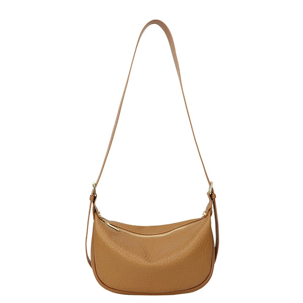 Sac bandoulière femme en cuir de vachette marron