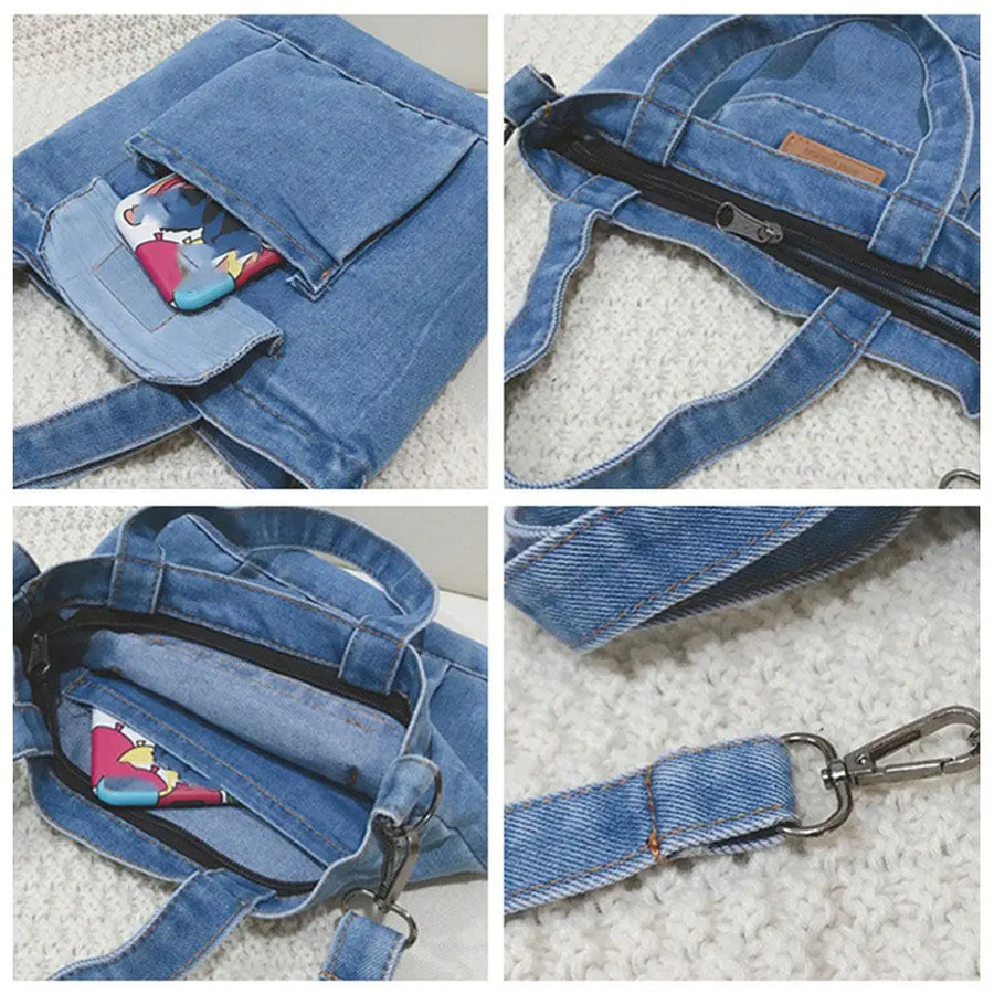 Sac bandoulière femme en jean 4 images