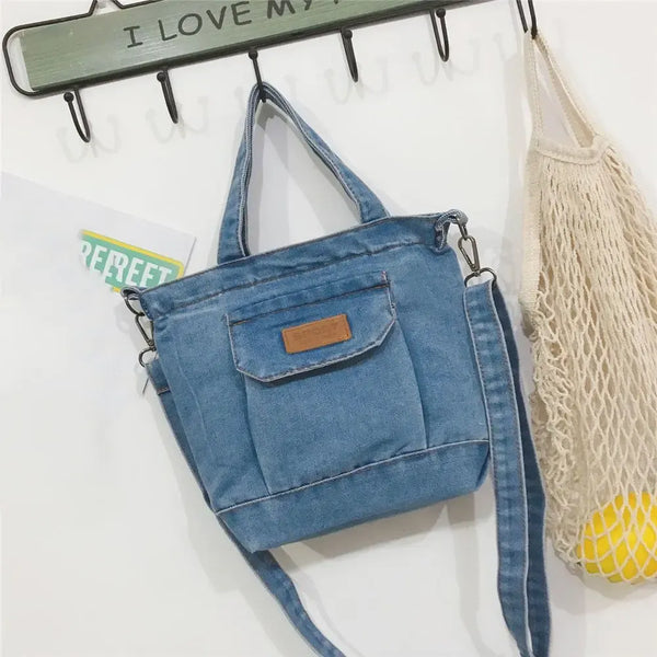 Sac bandoulière femme en jean bleu