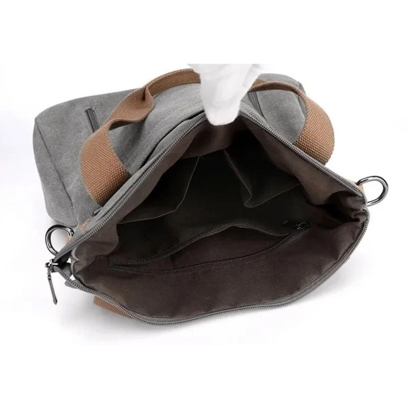 Sac bandoulière femme en toile gris intérieur