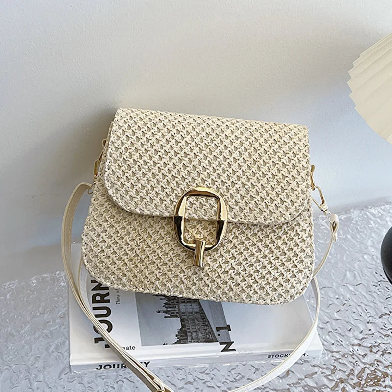 Sac bandoulière femme paille beige