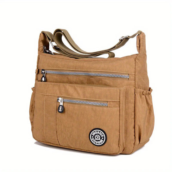 Sac bandoulière femme en tissu marron clair