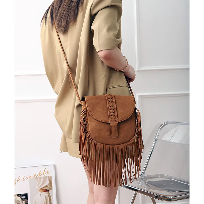 Sac bandoulière à franges pour femme