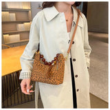 Sac bandoulière grosses perles léopard en travers