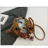 Sac bandoulière grosses perles léopard intérieur