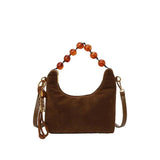 Sac bandoulière grosses perles marron