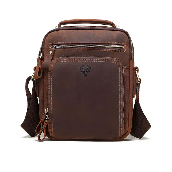 Sac bandoulière pour homme en cuir véritable marron