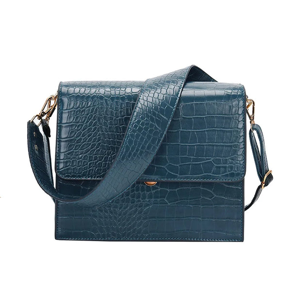 Sac bandoulière imitation croco bleu