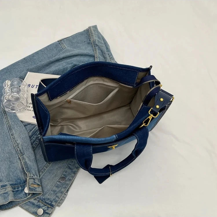 Sac bandoulière en jean pour femme intérieur