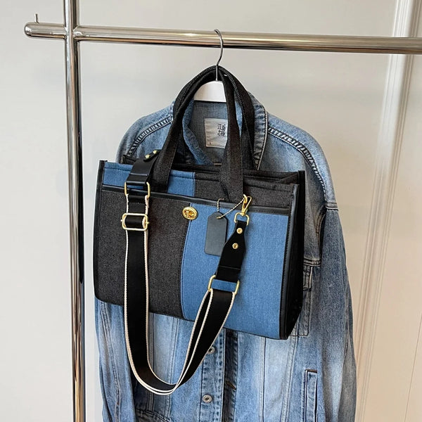 Sac bandoulière en jean pour femme noir