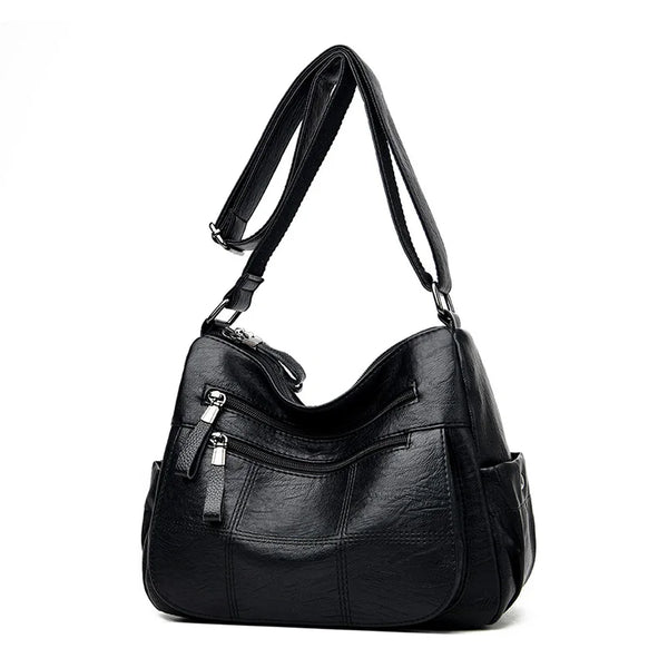 Sac bandoulière noir femme avec surpiqûres