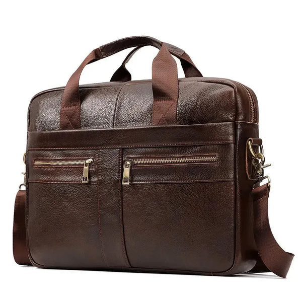 Sac bandoulière ordinateur en cuir marron