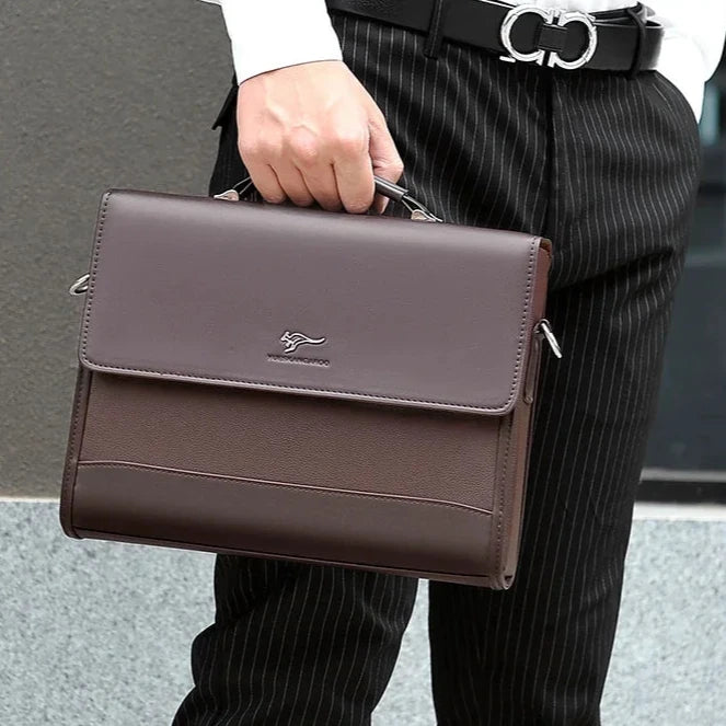 Sac bandoulière porte-documents en cuir marron pour homme