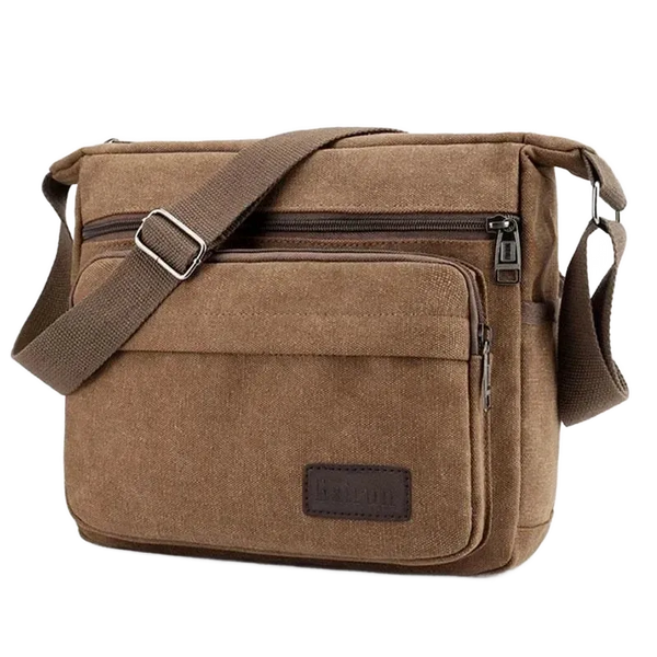 Sac bandoulière en toile unisexe marron