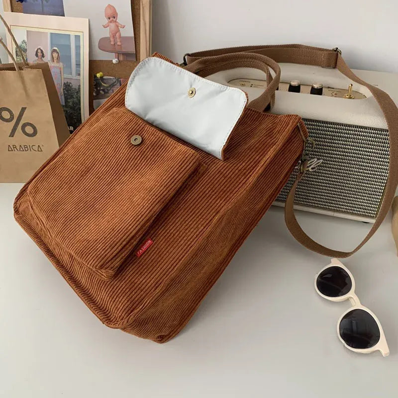 Sac bandoulière velours poche avant