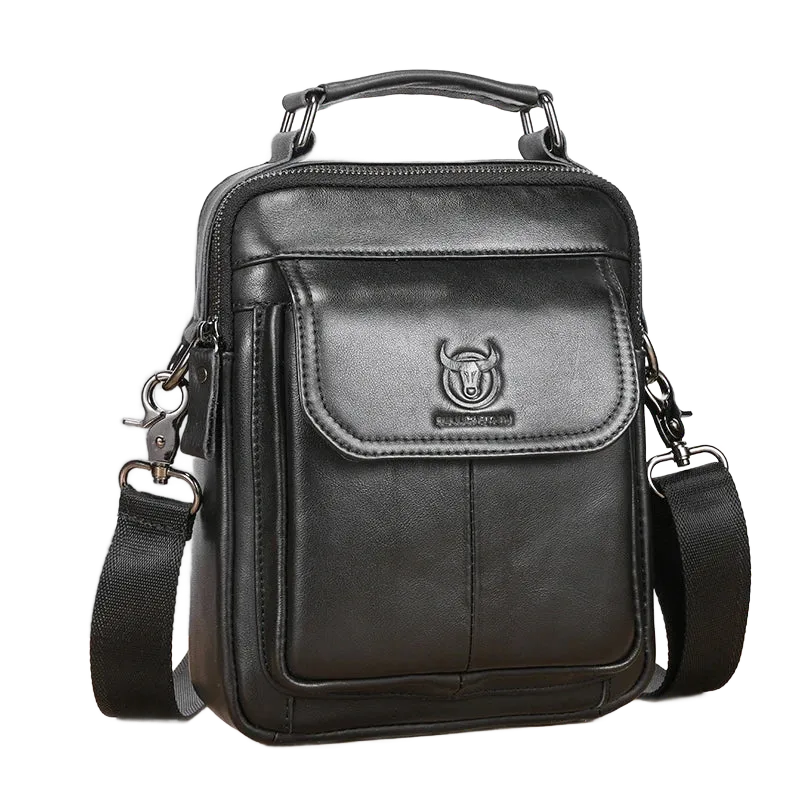 Sac bandoulière vintage en cuir véritable noir