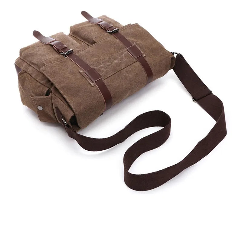 Sac en bandoulière vintage marron à plat