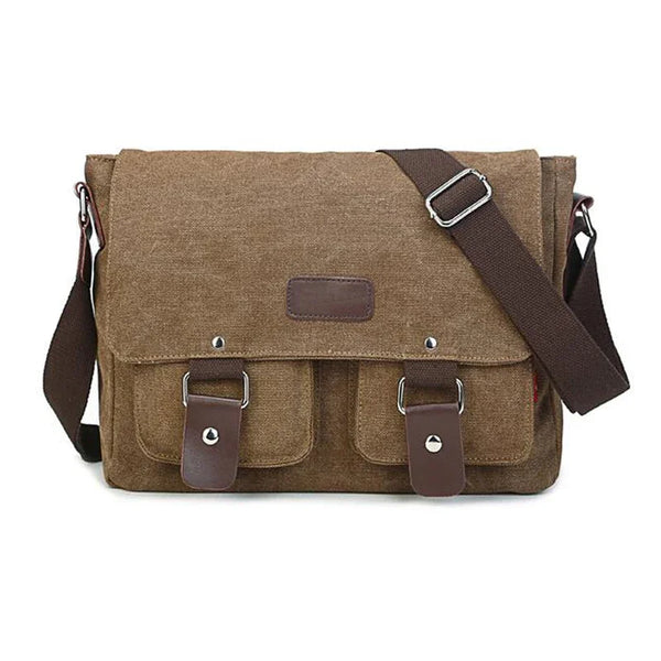 Sac bandoulière vintage en toile marron