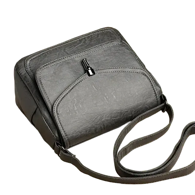 Sac besace en cuir pour femme gris bandoulière