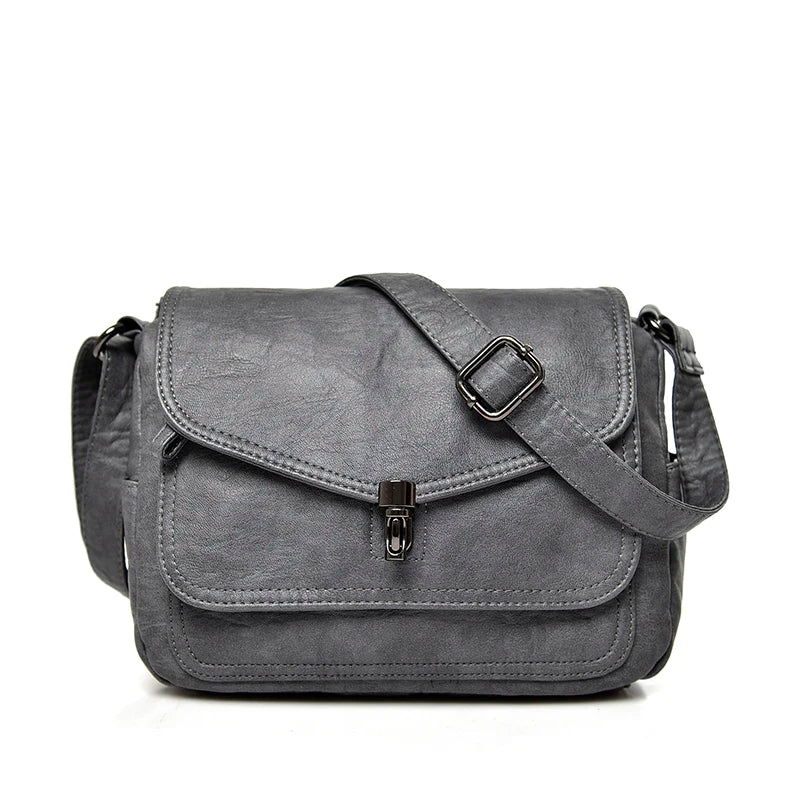 Sac besace en cuir pour femme gris