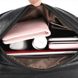 Sac besace en cuir pour femme noir intérieur plein