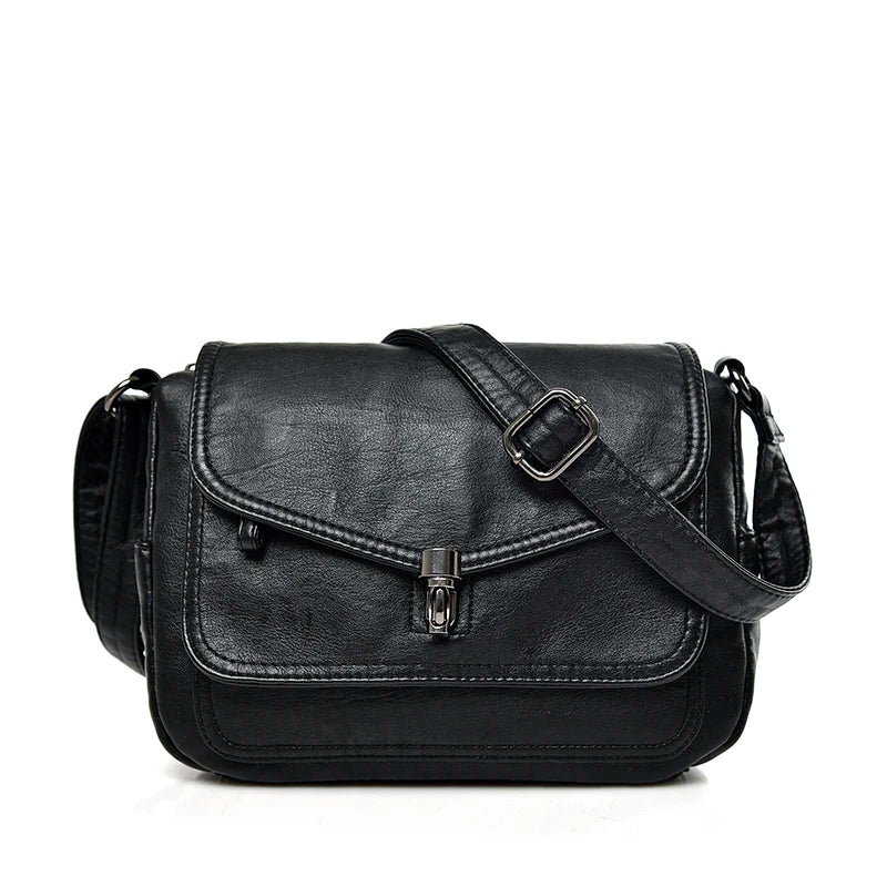 Sac besace en cuir pour femme noir