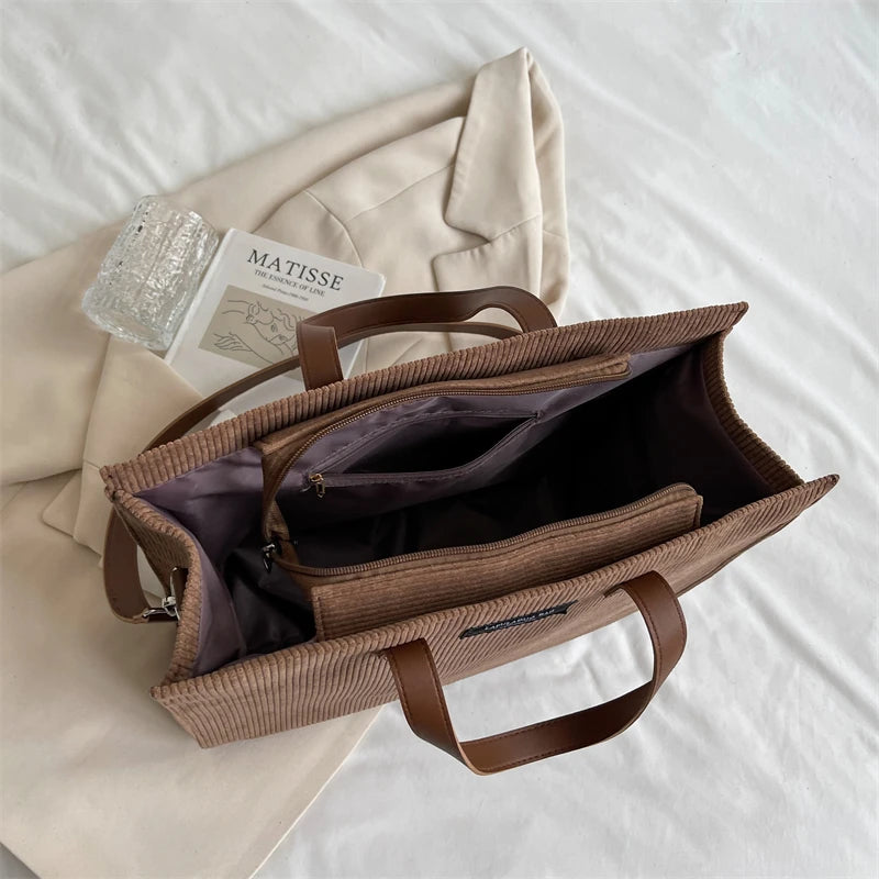 Sac cabas bandoulière en velours intérieur