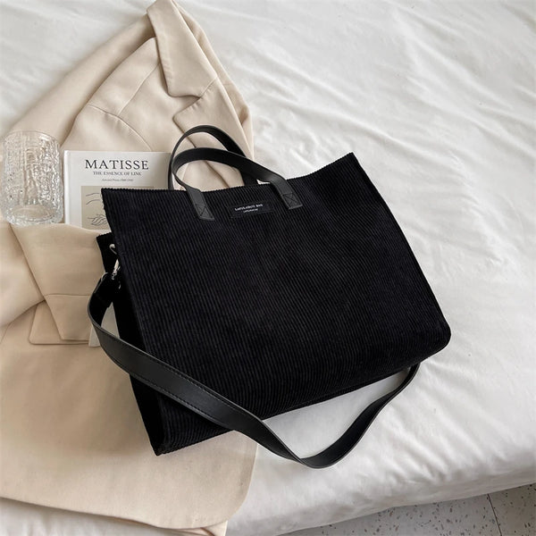 Sac cabas bandoulière en velours noir