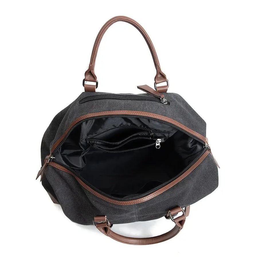 Sac de voyage en toile homme noir intérieur