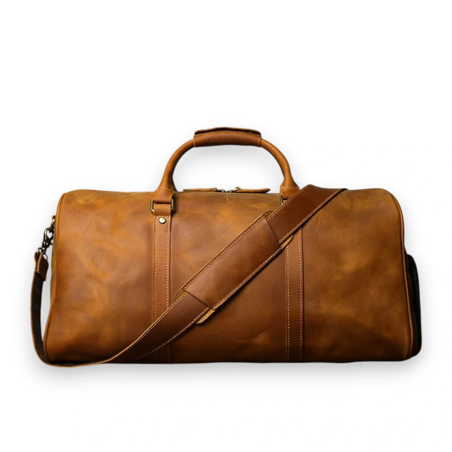 Sac de voyage homme cuir vintage camel