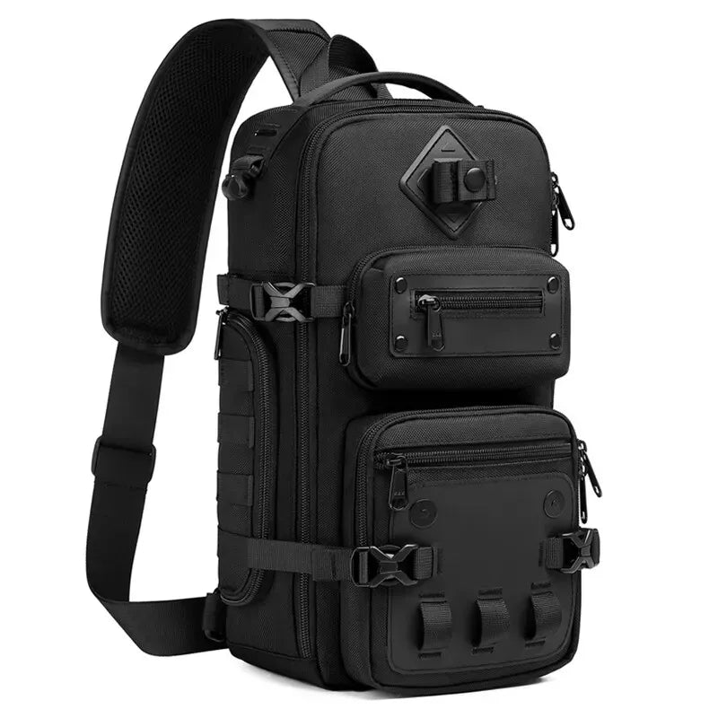 Sac à dos bandoulière homme noir de profil
