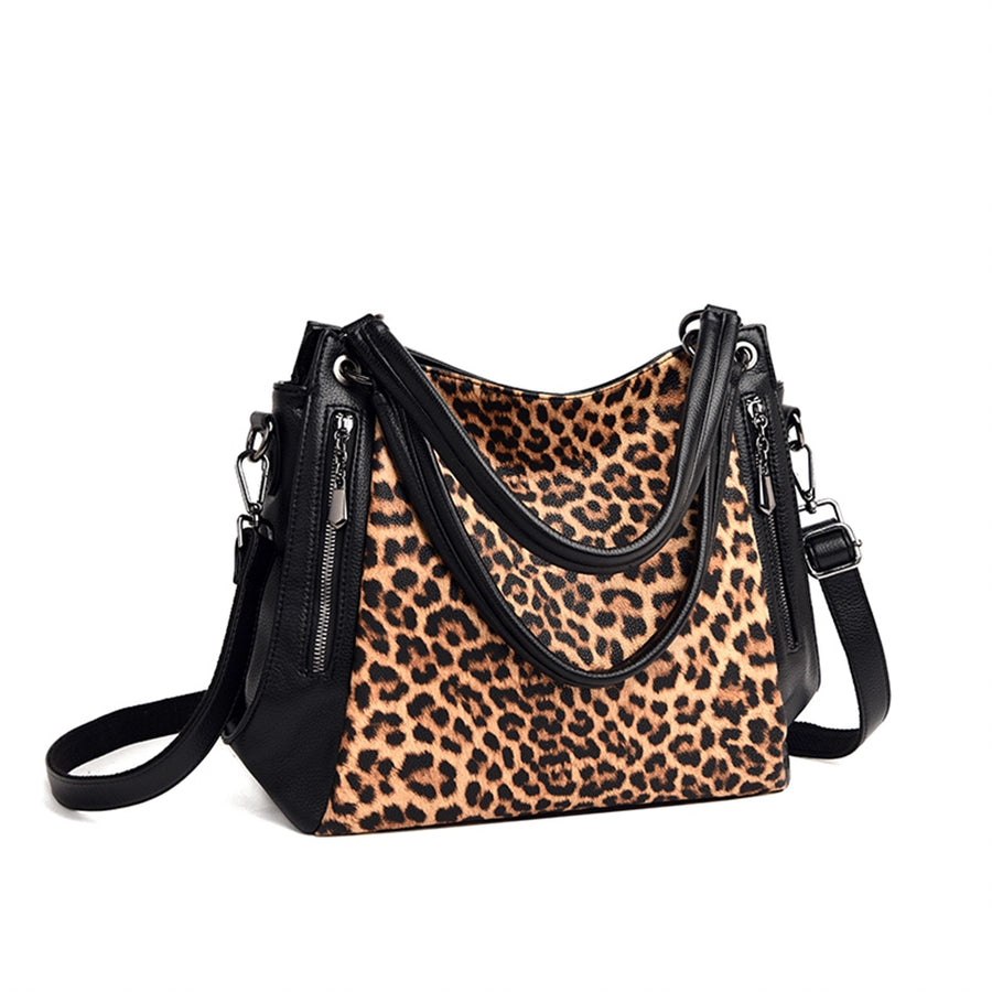 Sac léopard bandoulière cuir