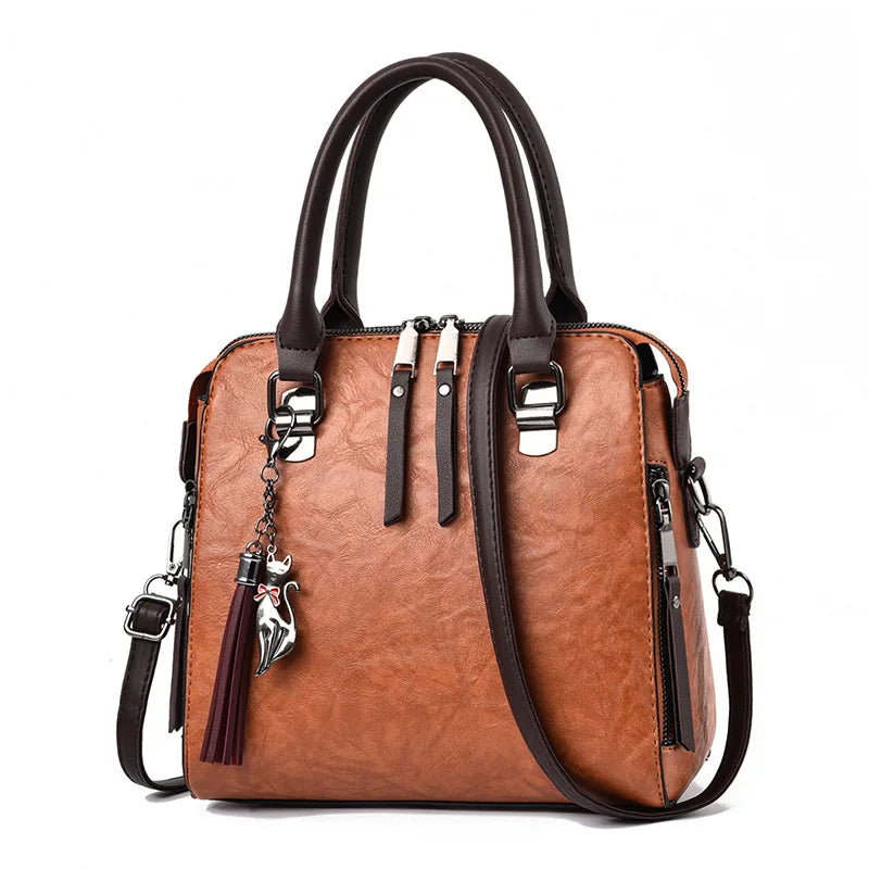 Sac à main bandoulière fourre-tout en cuir marron