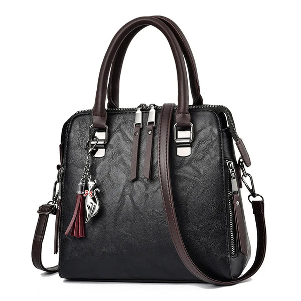 Sac à main bandoulière fourre-tout en cuir noir